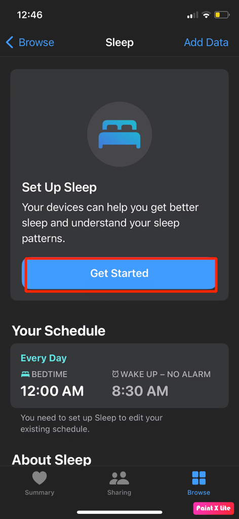 tap on get started