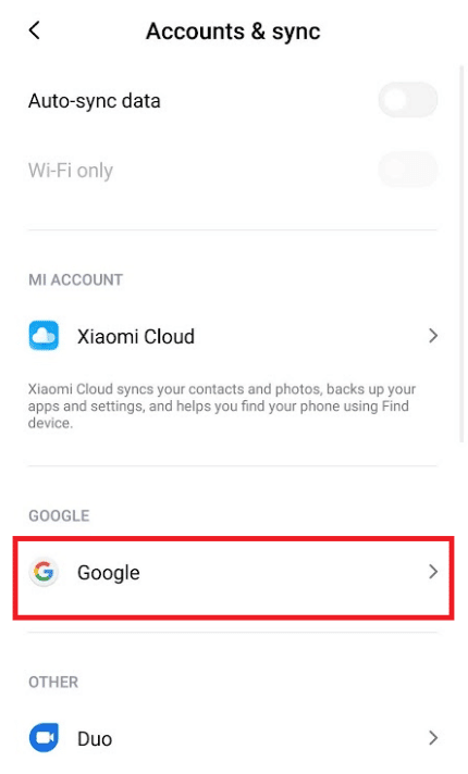 Tap on Google. Fix Google Play Authentication is Required Error on Android