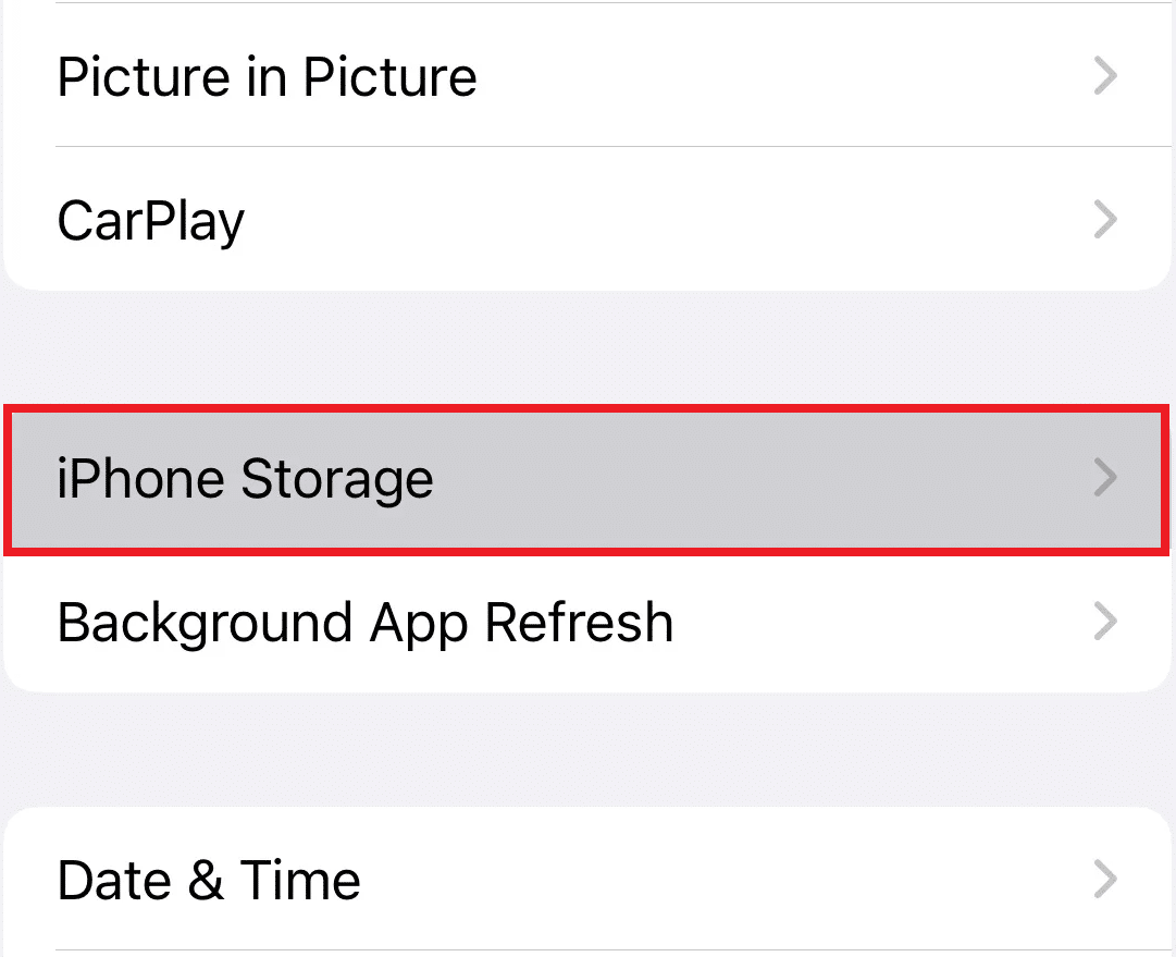 tap on iPhone Storage