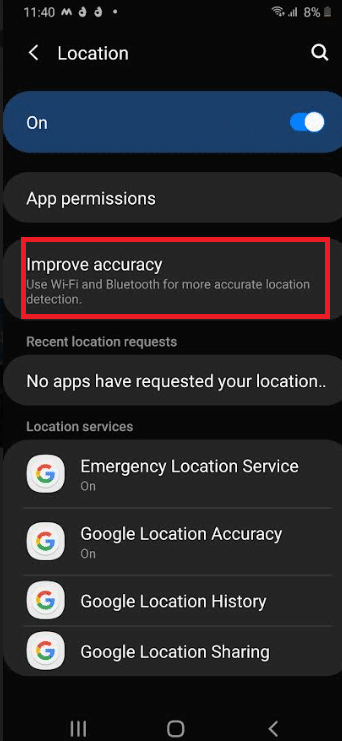 Tap on Improve Accuracy. Fix Samsung Note 4 Battery Draining Issue