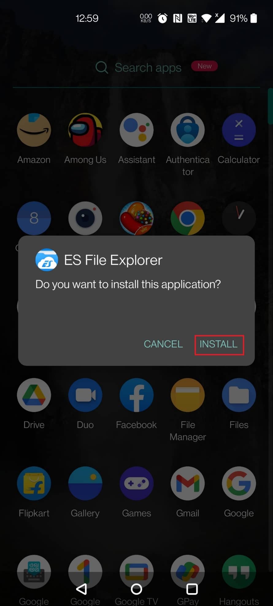 Tap on INSTALL in the popup. is it safe to delete estrongs