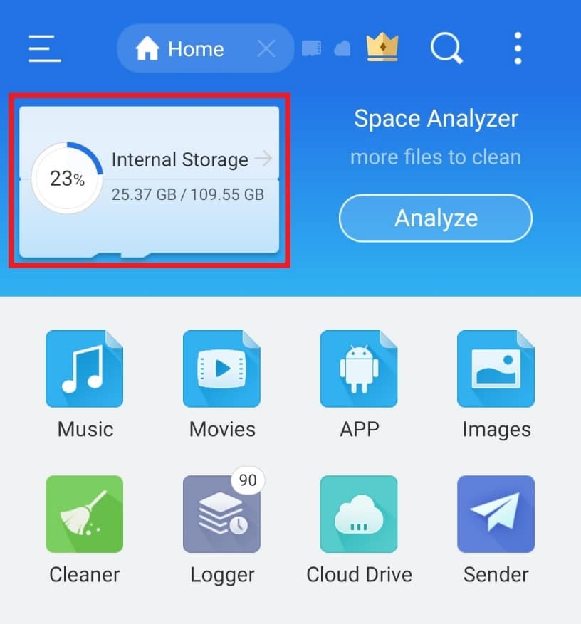 Tap on Internal Storage. How to Use .estrongs on Android