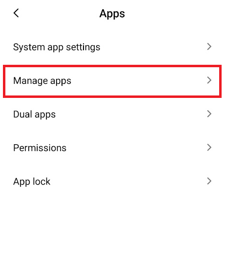 Tap on Manage apps | Fix Twitch App Not Working on Android
