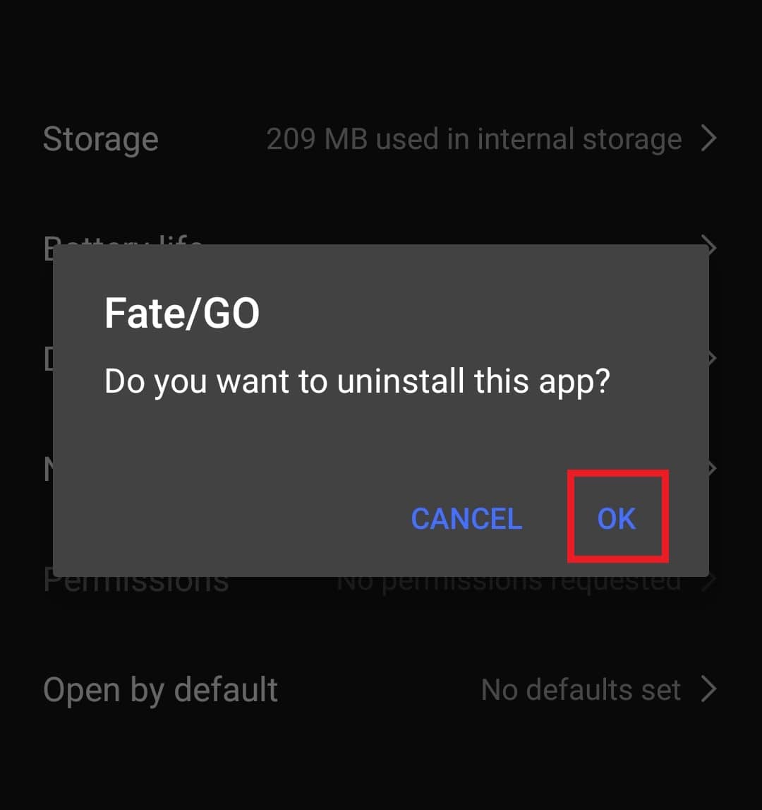 Tap on OK. Fix Fate Grand Order Error 43 on Android