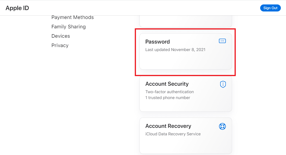 Bakstelėkite slaptažodį. Pataisykite patvirtinimo nepavyko klaidą prisijungiant prie „Apple ID Server“.