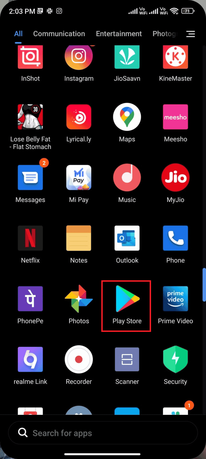 Tap on Play Store from your Home Screen 