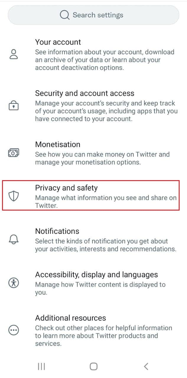 tap on privacy and safety option. How to Turn Off Sensitive Content on Twitter