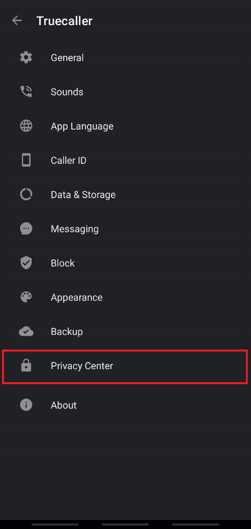Tap on Privacy Center