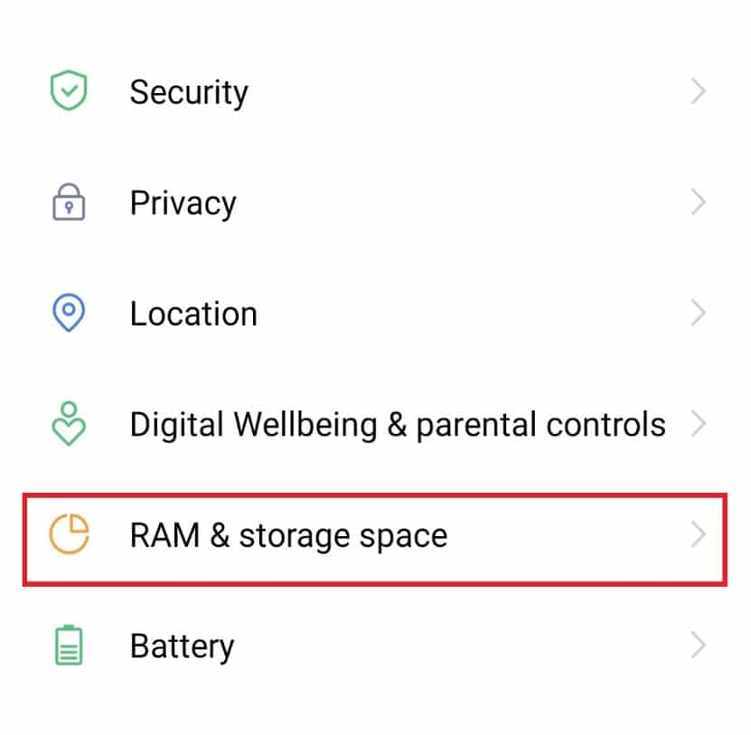 Tap on RAM and storage space. Fix System UI has Stopped Black Screen on Android
