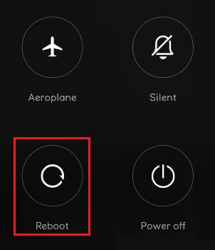 tap on reboot option Android