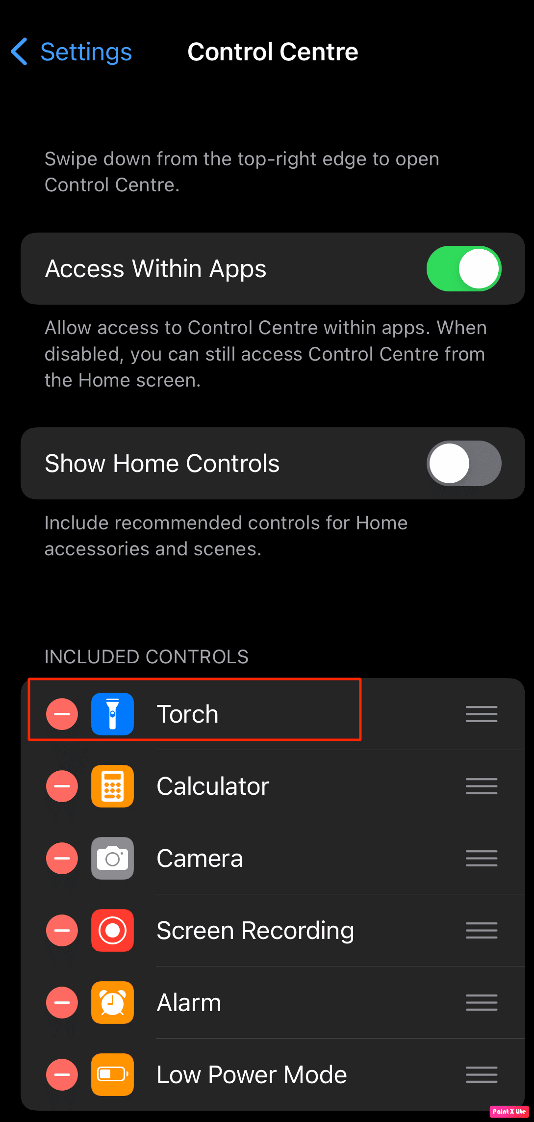 tap on red minus icon