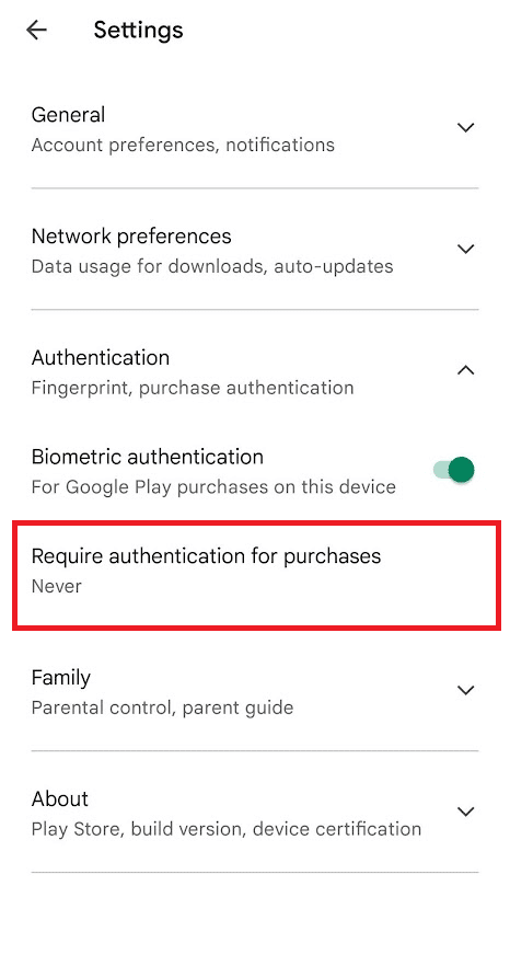 Tap on Require authentication for purchases