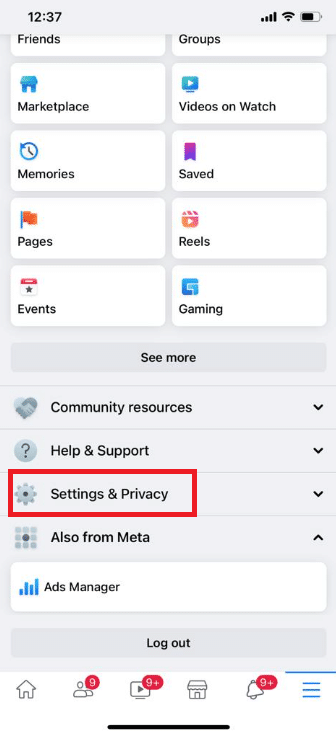 tap on Settings and Privacy