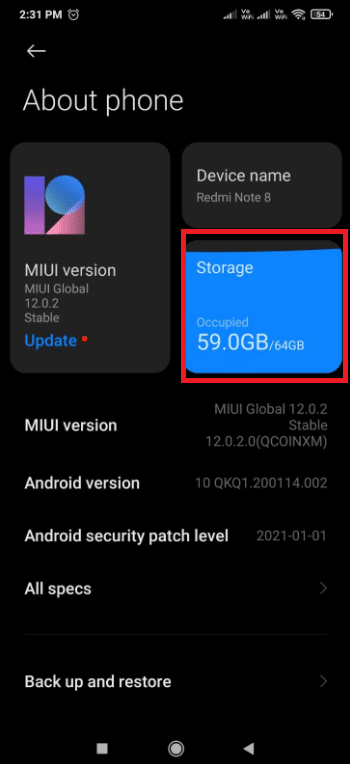Tap on Storage. Fix Process System Not Responding on Android