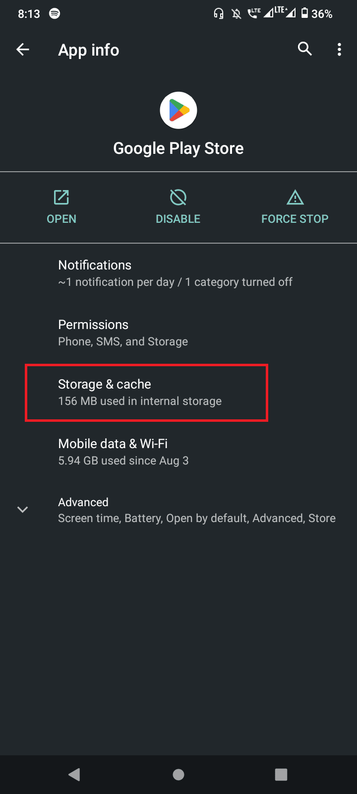 tap on storage and cache. Fix Google Play Store Error 963