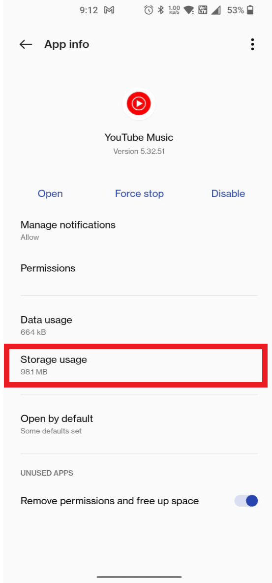 Tap on Storage Usage