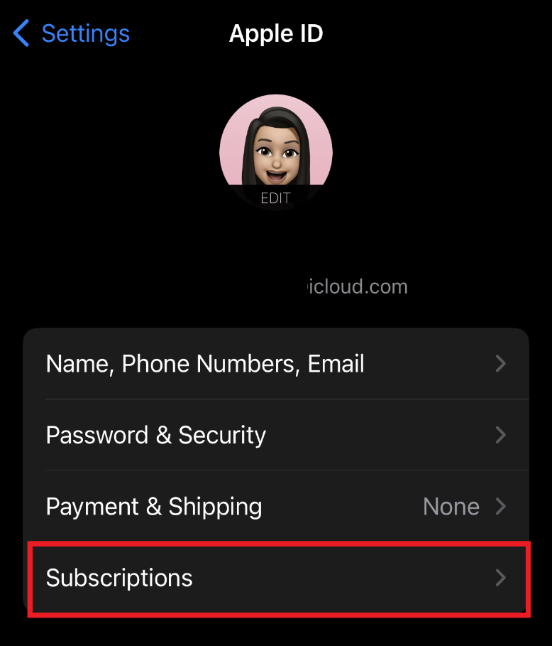 Tap on Subscriptions 