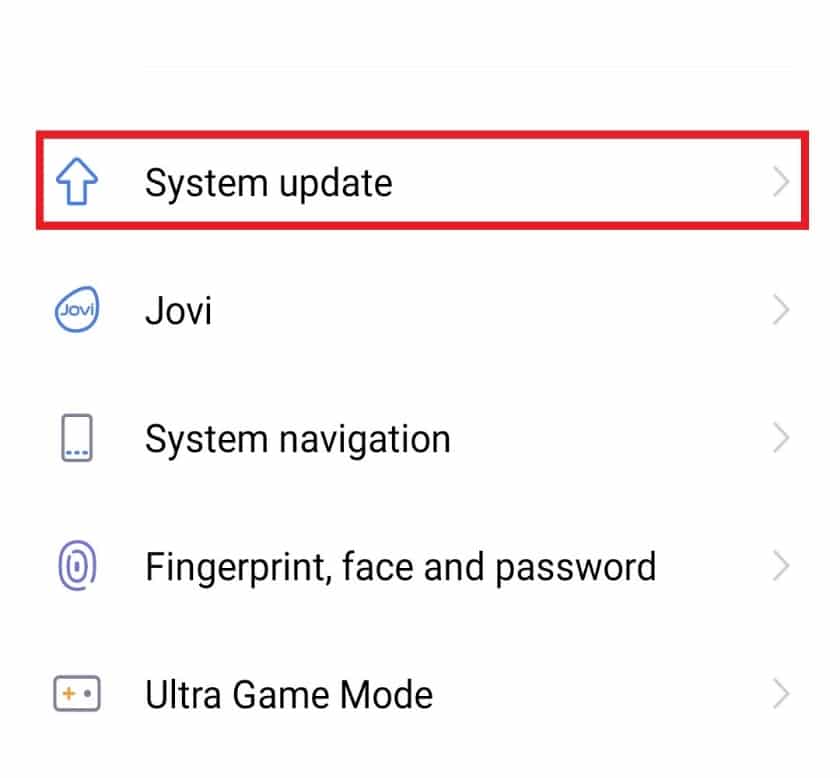 Tap on System update. Fix System UI has Stopped Black Screen on Android