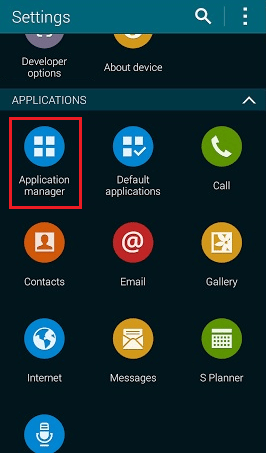 tap on the Application manager under the APPLICATIONS section