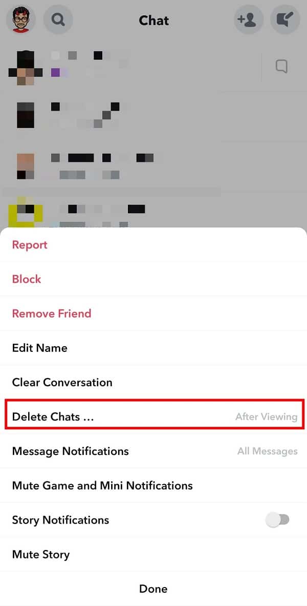 tap on the Delete chats… option.