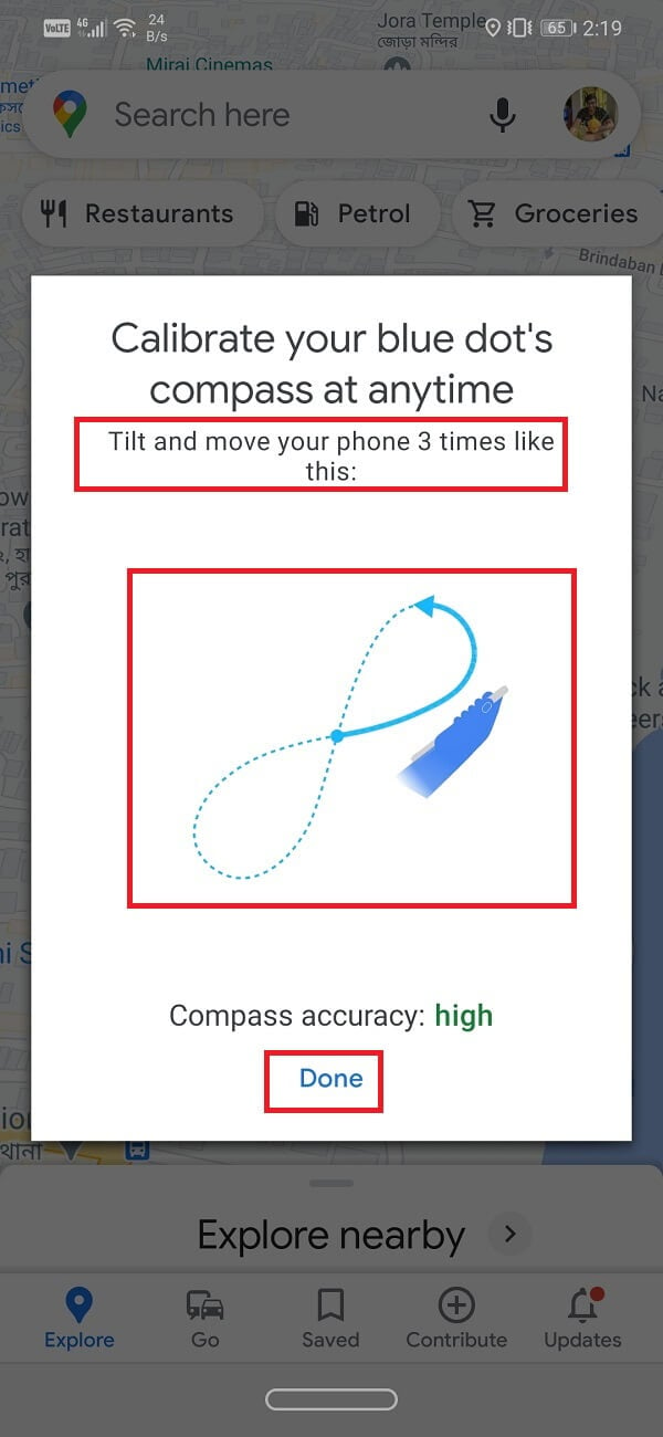 tap on the Done button once the desired accuracy has been achieved. | How To Calibrate The Compass On Your Android Phone