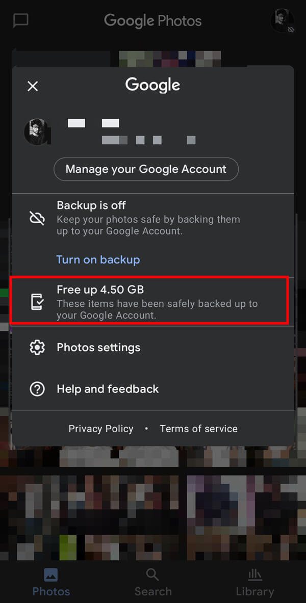 tap on the Free up option | How to Free up Internal Storage on Android devices