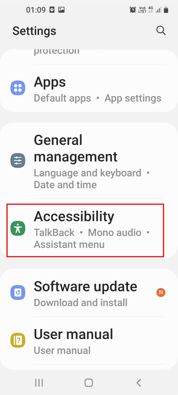 Tap on the Accessibility tab
