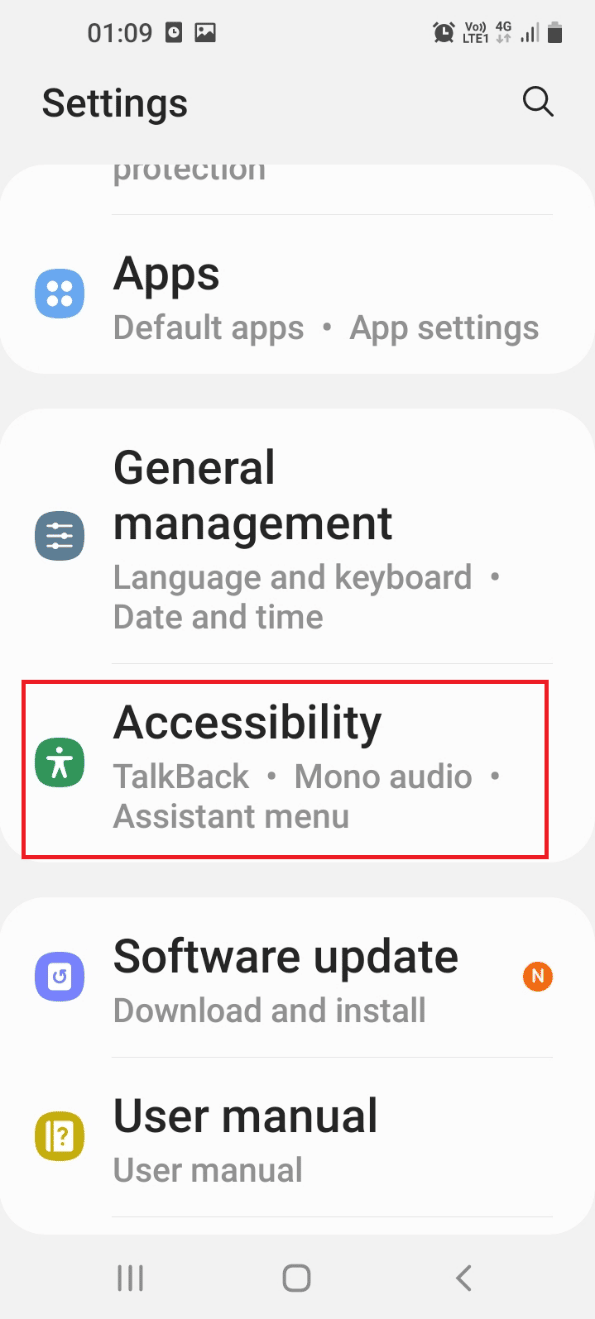 Tap on the Accessibility tab. Fix Fast Charging Not Working on Android