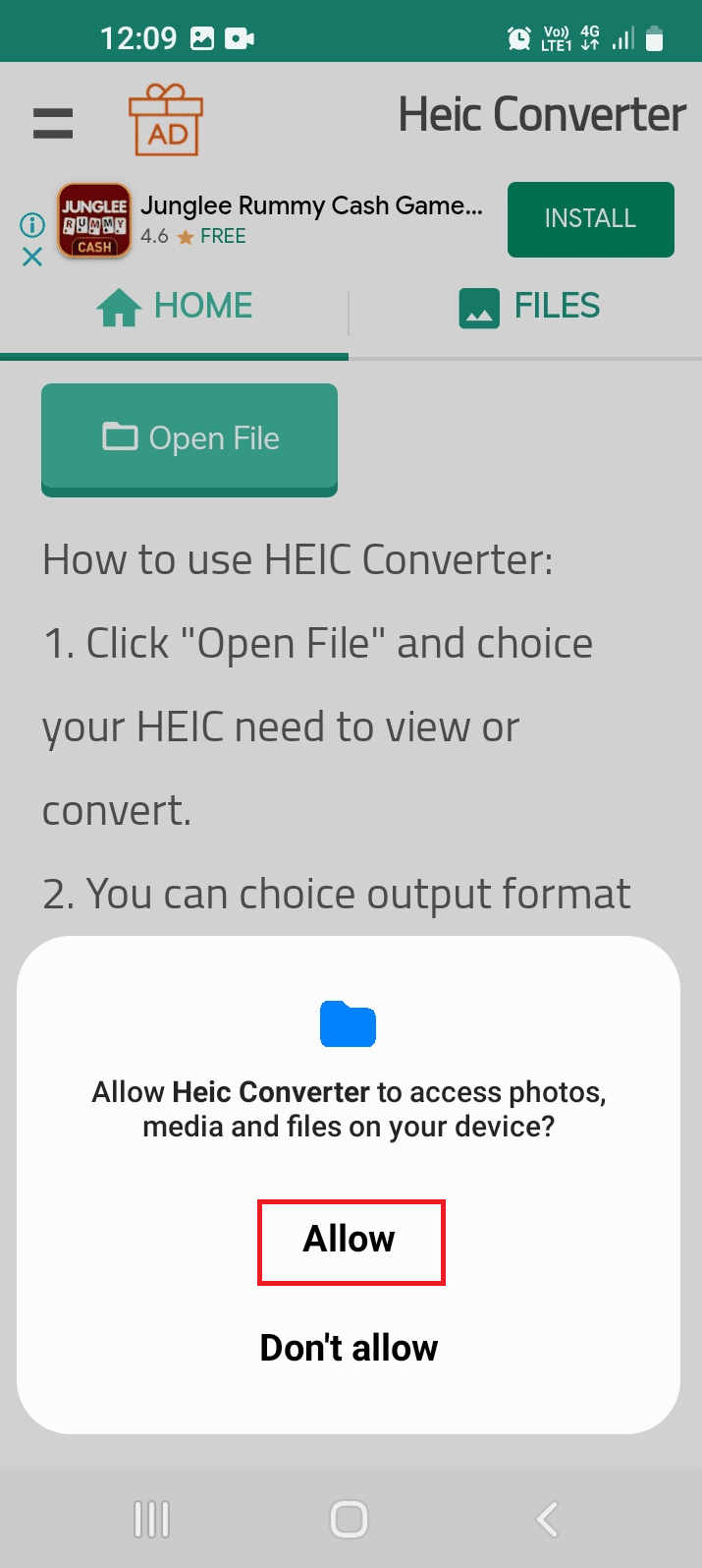 Tap on the Allow option 