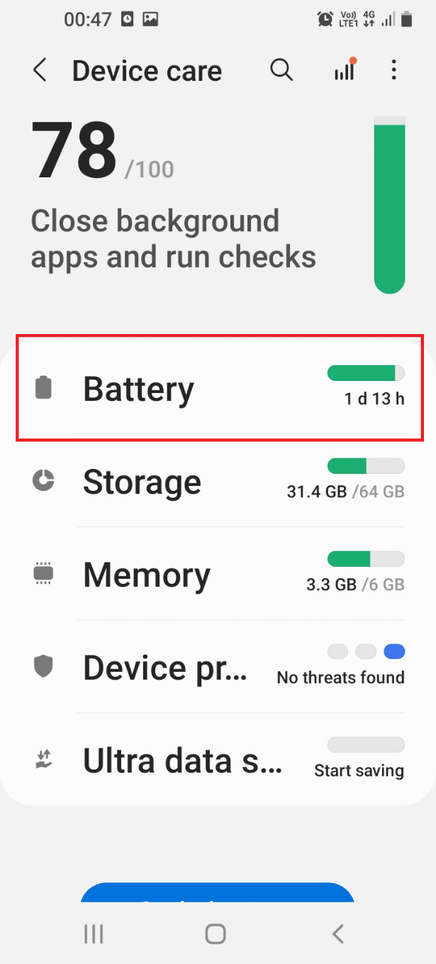 tap on the Battery tab. Fix Fast Charging Not Working on Android
