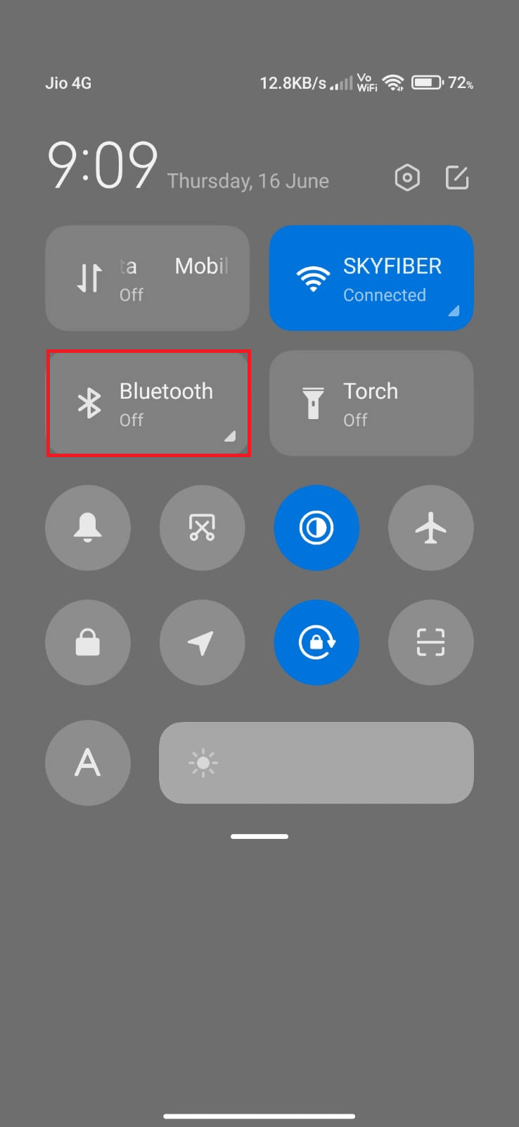 Tap on the Bluetooth icon to turn it off.