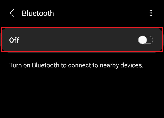 Tap on the Bluetooth toggle option to Turn on Bluetooth to connect to nearby devices