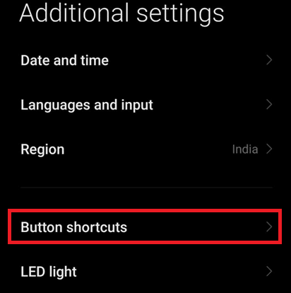 tap on the Button shortcuts option