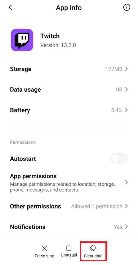 Tap on the Clear data option from the bottom