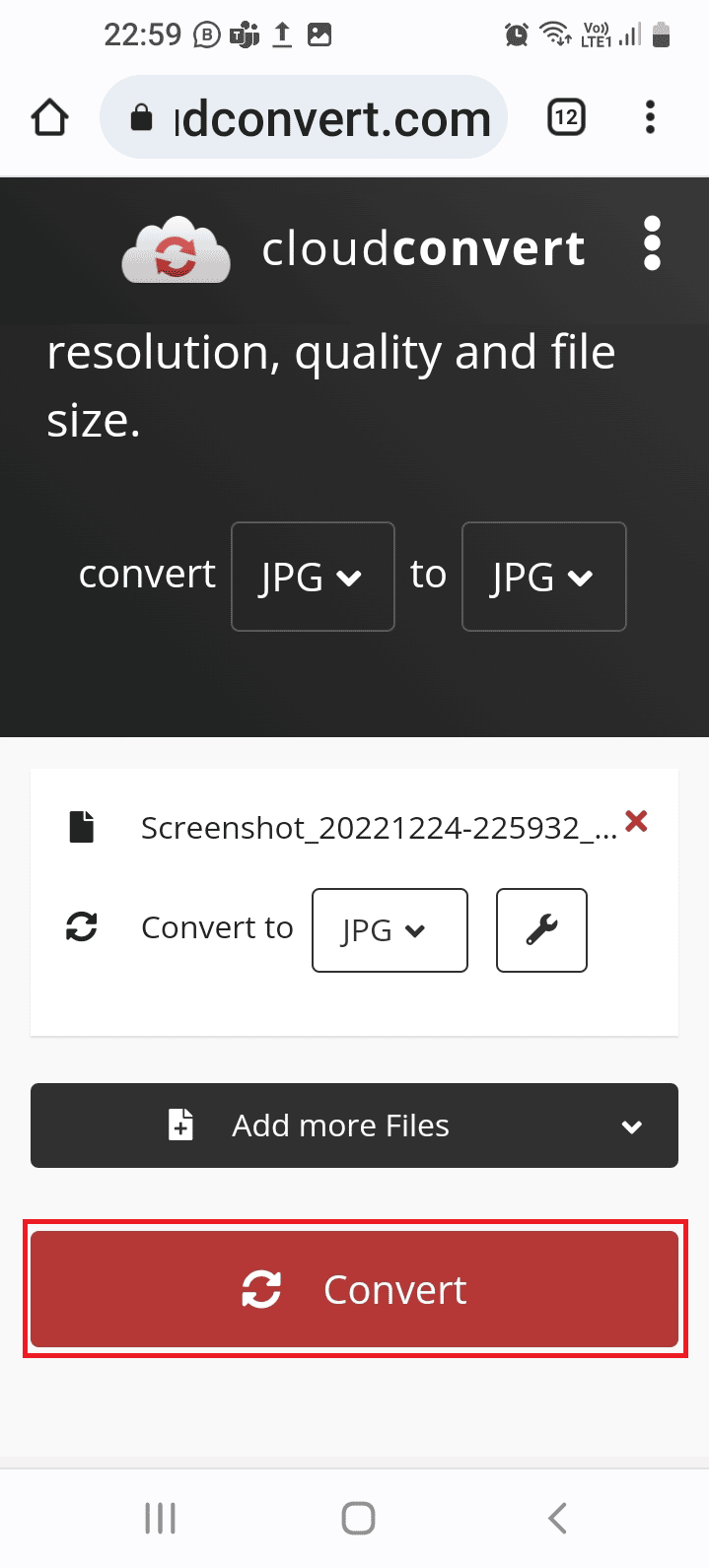 Tap on the Convert button