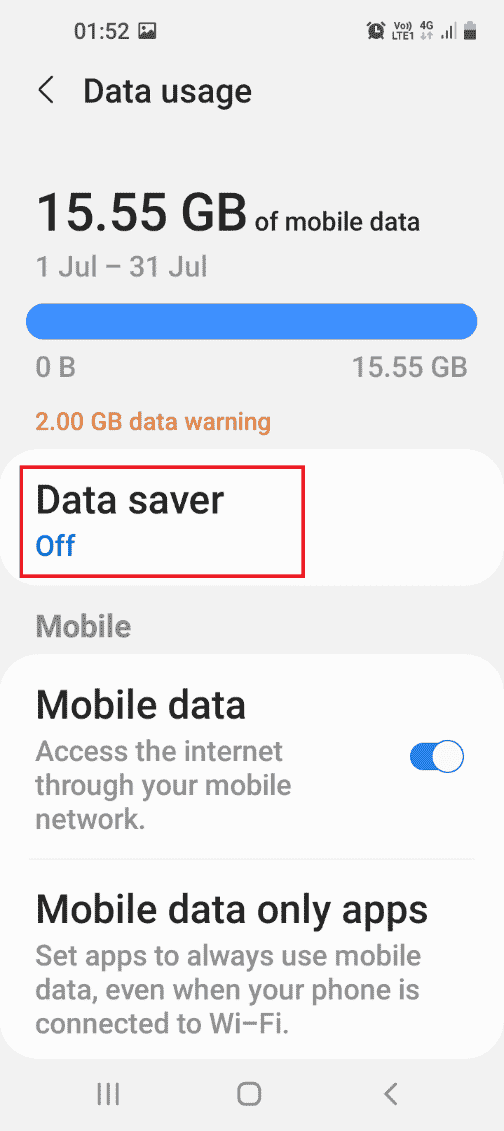 Tap on the Data saver option