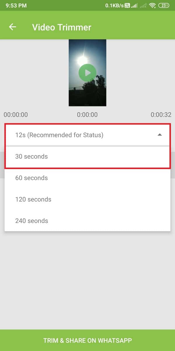 tap on the duration below the video | How To Post Or Upload Long Video On Whatsapp Status?