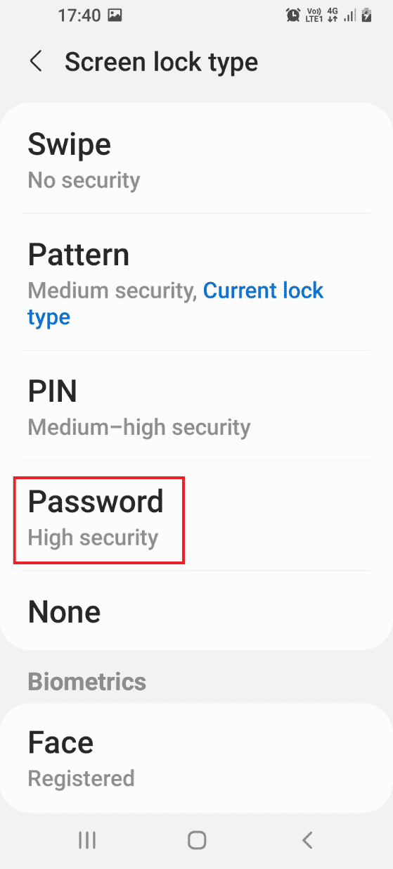 Tap on the Password tab
