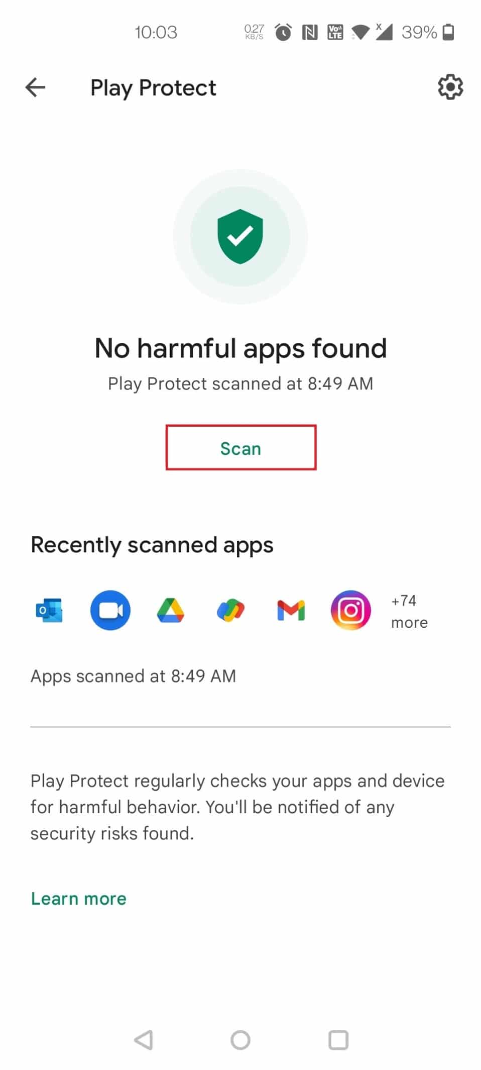 tap on the Scan button. Fix Virus Pop Up on Android