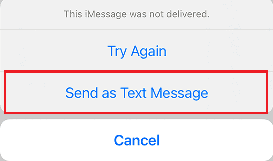 tap on the Send as Text Message option