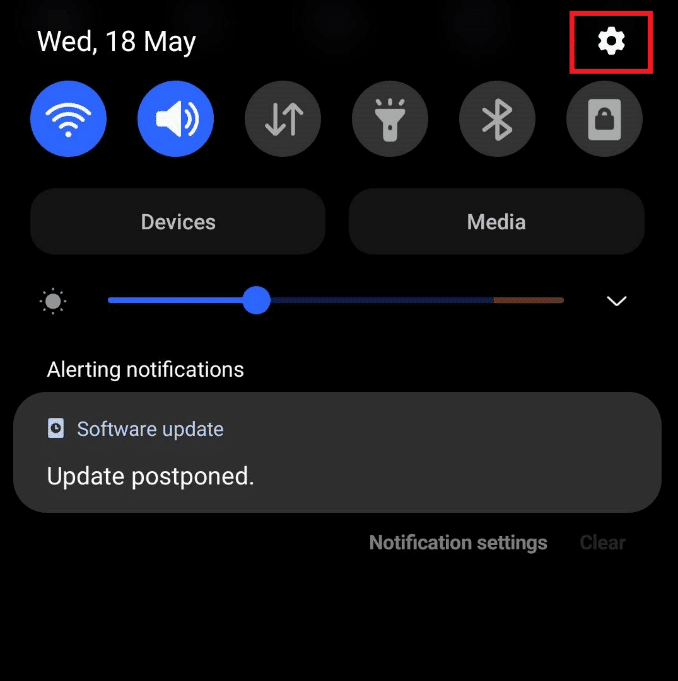 Tap on the Settings gear icon from the top right corner