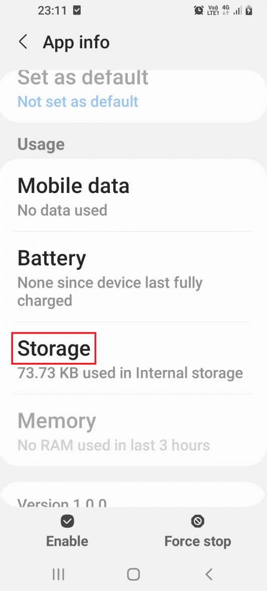 tap on the Storage tab in the Usage section 