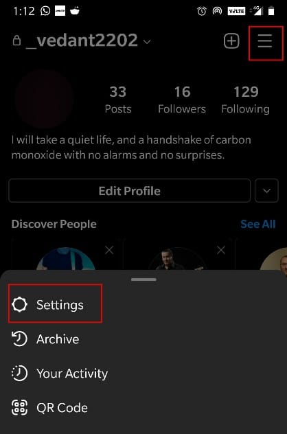 Tap on the three lines at top right corner and tap on Settings. Fix Instagram Suspicious Login Attempt