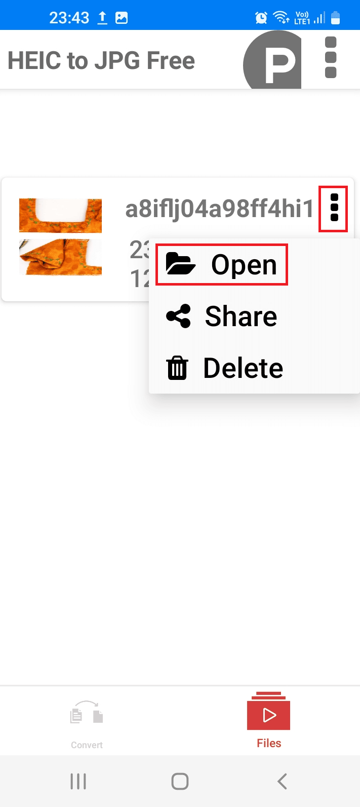 tap on the Open option. How to Convert HEIC to JPG on Android