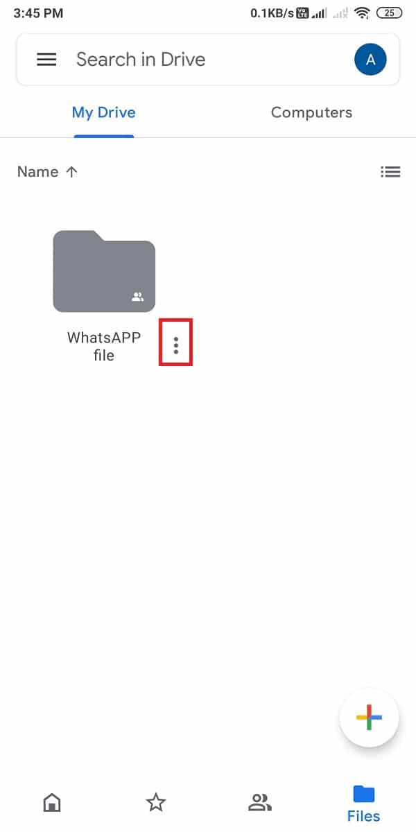 tap on the three vertical dots next to the folder | How To Send Large Video Files On Whatsapp