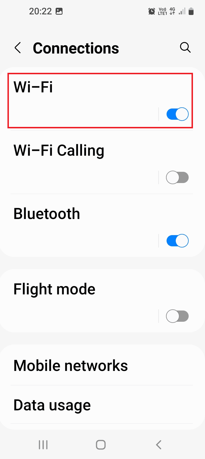 Tap on the WiFi option