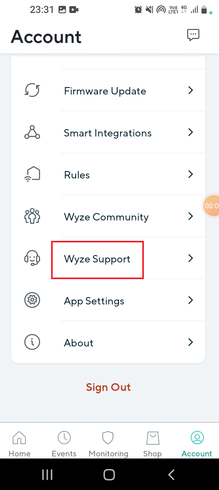 Tap on the Wyze Support tab. Fix Wyze Error Code 06