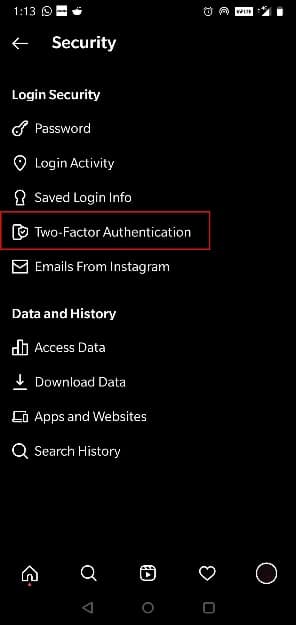 Tap on Two-Factor Authentication. 
