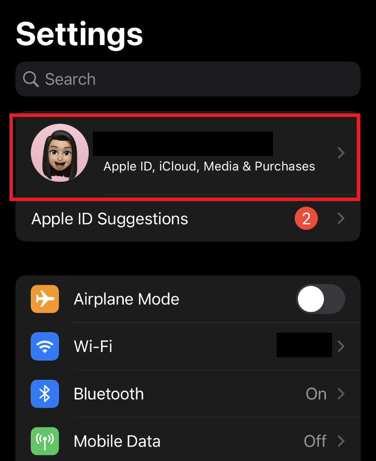 Tap on your Apple ID | How to Delete Care.com Account