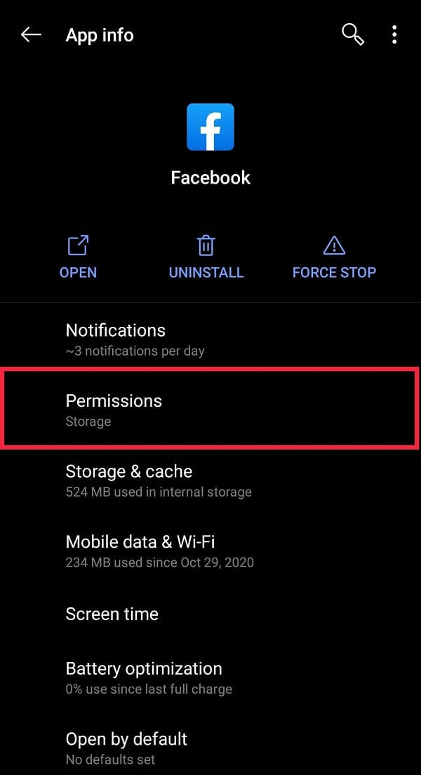 tap on ‘Permissions’ and then ‘Location’. | How to Fix Facebook Dating is not Working